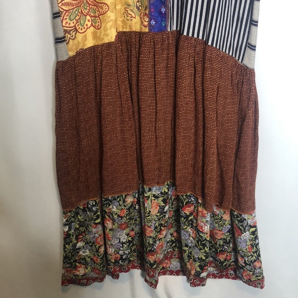 NOTHING MATCHES Patchwork Floral Stripe Maxi Jumper Dress XL - Picture 6 of 17